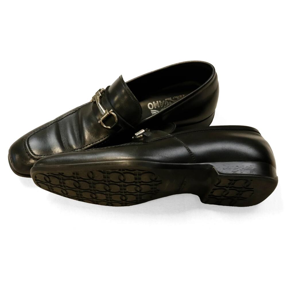 Vintage Salvatore Ferragamo Black Leather Loafers Size 8